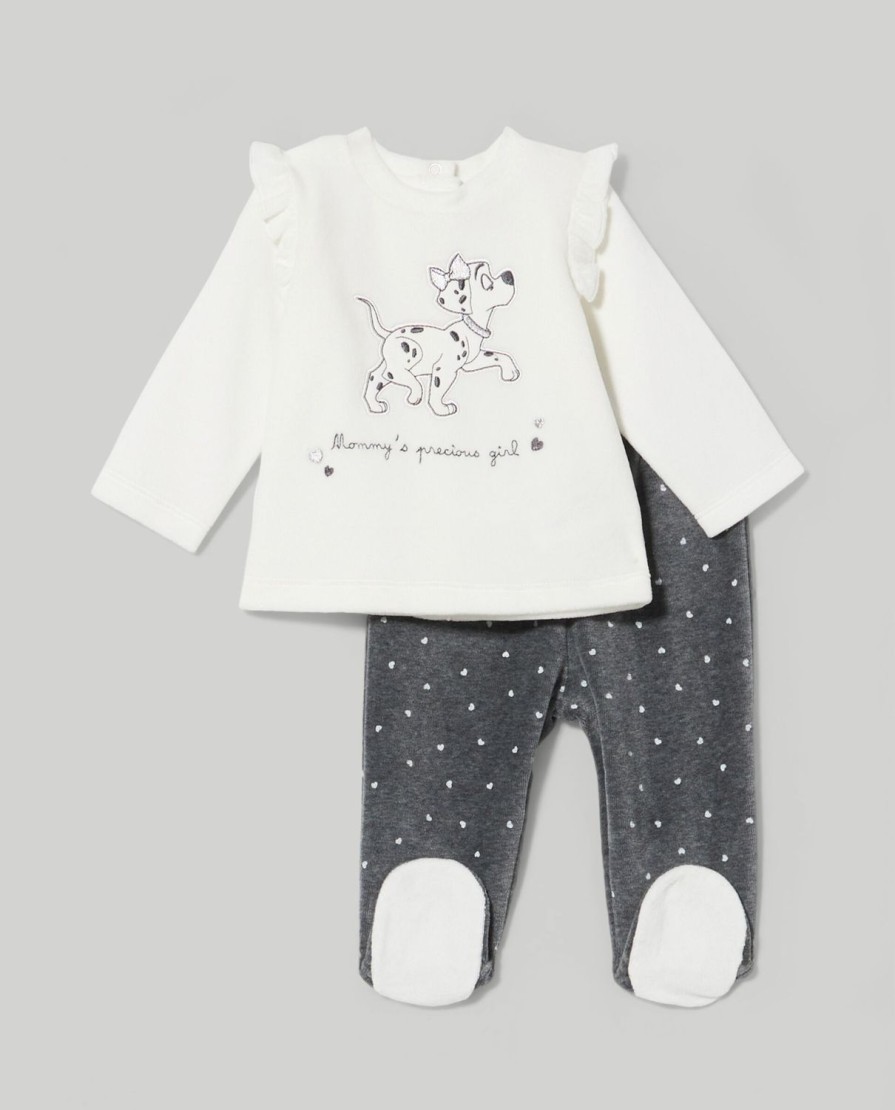 Nascita Blukids Completini | Set In Ciniglia Con Ricami Neonata