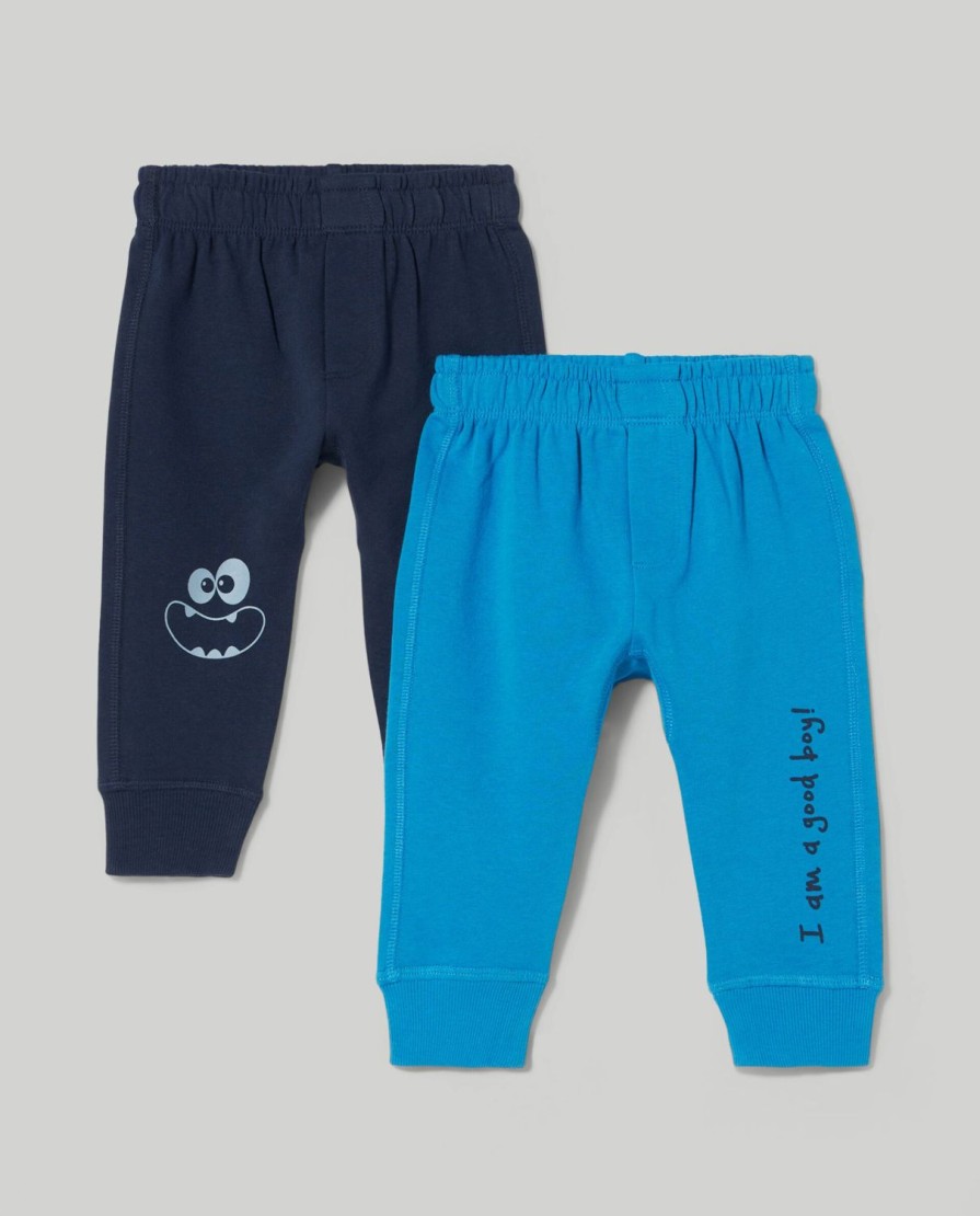 Neonato 9-36 Mesi Blukids Pantaloni E Jeans | Pack 2 Joggers In Felpa Di Cotone Neonato