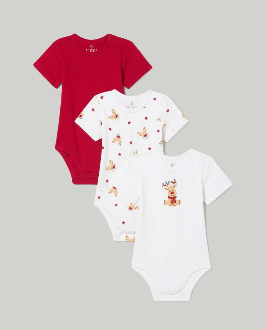 Nascita Blukids Body | Pack 3 Body Natale In Puro Cotone