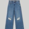 Ragazzi Blukids Jeans E Pantaloni | Denim In Puro Cotone Wide Leg Fit Ragazza