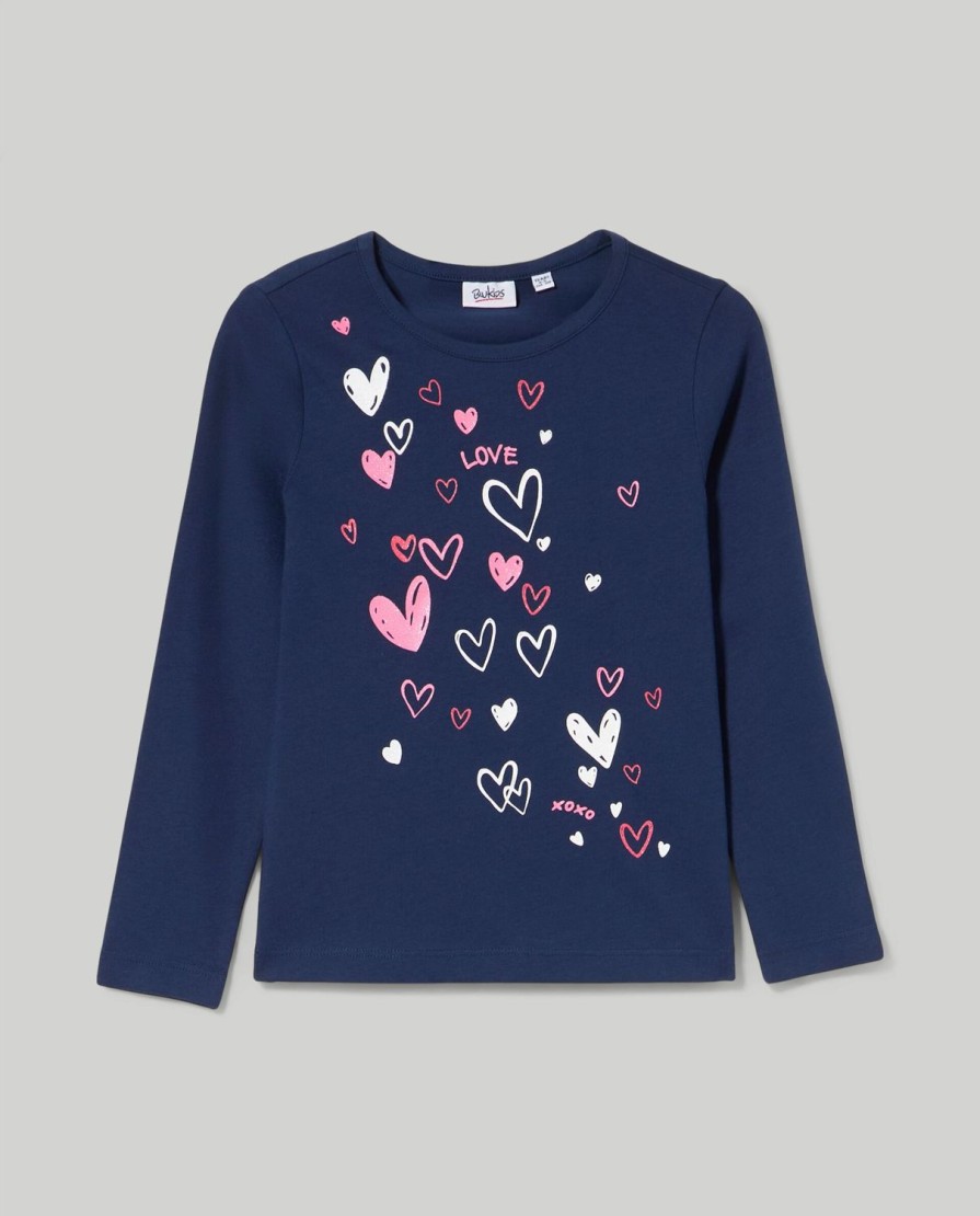 Bambini Blukids Magliette | T-Shirt In Puro Cotone Con Stampa Glitter Bambina