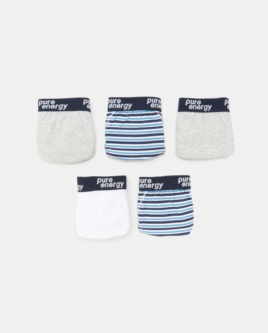 Ragazzi Blukids Slip E Boxer | Pack 5 Slip Con Elastico Jacquard In Puro Cotone Ragazzo