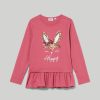 Bambini Blukids Magliette | T-Shirt In Puro Cotone Con Balza Bambina