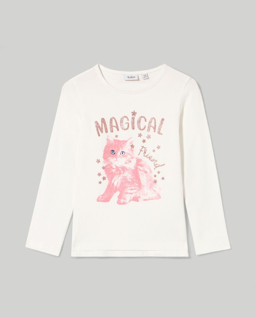 Bambini Blukids Magliette | T-Shirt In Cotone Elasticizzato Bambina