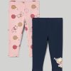 Neonata 9-36 Mesi Blukids Pantaloni E Jeans | Pack 2 Leggings In Cotone Stretch Neonata