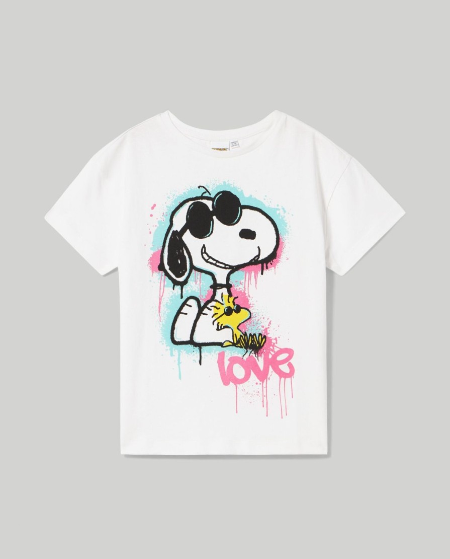 Ragazzi Blukids Magliette | T-Shirt Peanuts In Puro Cotone Ragazza