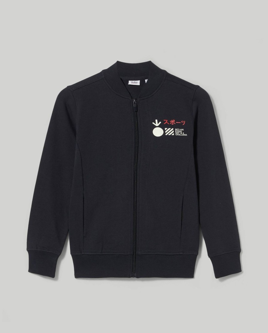 Ragazzi Blukids Felpe | Felpa Full Zip In Puro Cotone Ragazzo