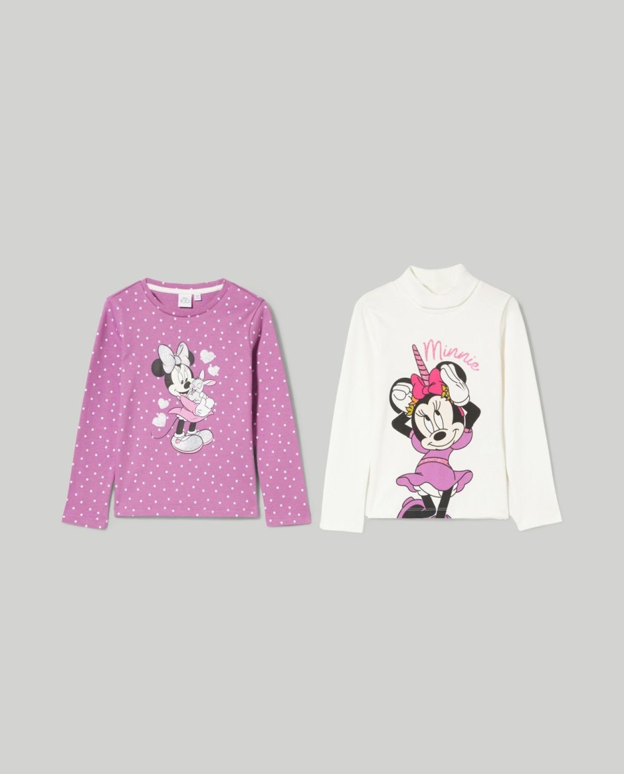 Bambini Blukids Magliette | Pack 2 T-Shirt E Dolcevita In Interlock Bambina