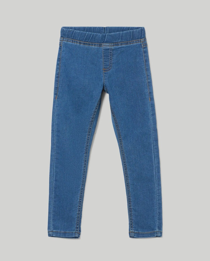 Bambini Blukids Jeans E Pantaloni | Treggings In Denim Di Cotone Elasticizzato Bambina