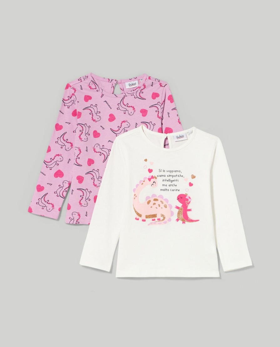 Neonata 9-36 Mesi Blukids Magliette | Pack 2 T-Shirt In Puro Cotone A Maniche Lunghe Neonata