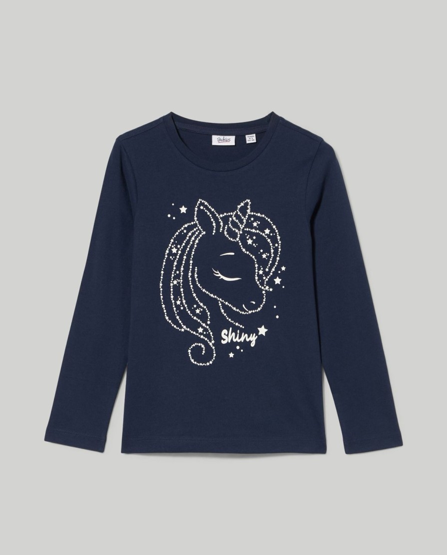 Bambini Blukids Magliette | T-Shirt A Maniche Lunghe In Puro Cotone Bambina