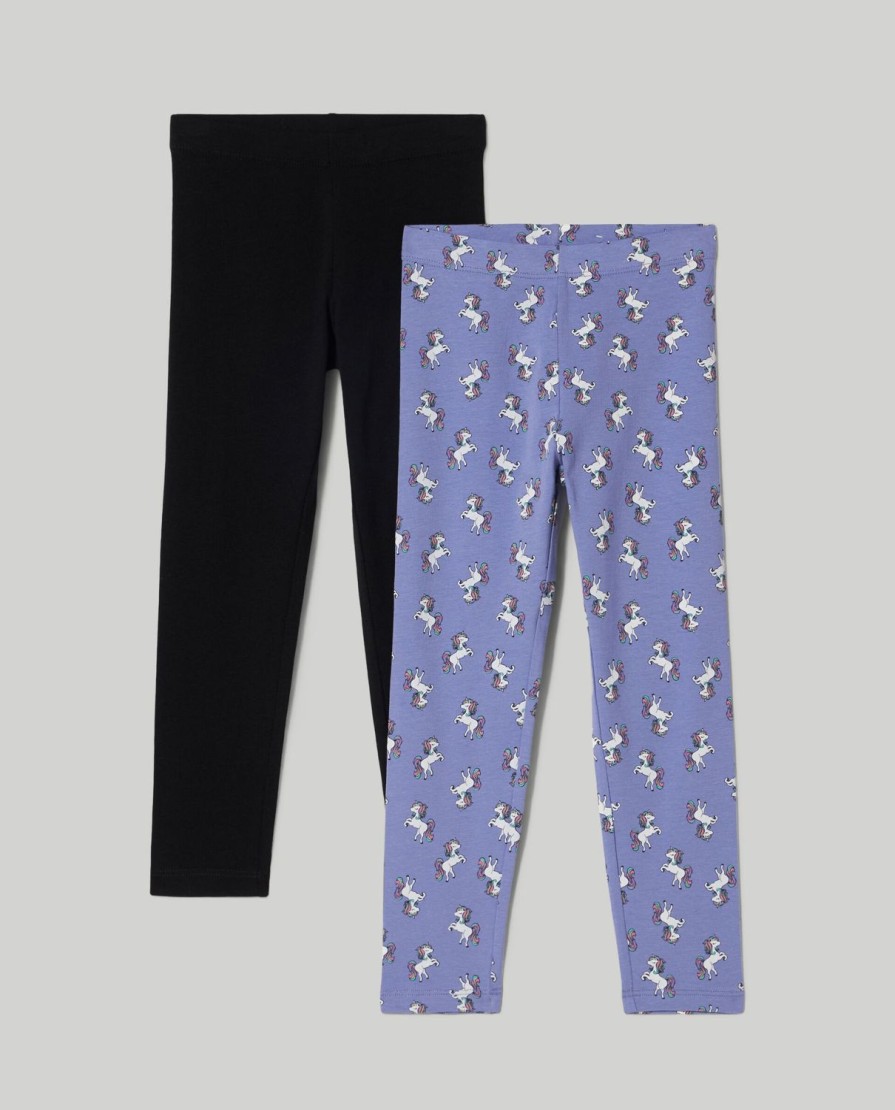 Bambini Blukids Leggings | Pack 2 Leggings In Cotone Elasticizzato Bambina