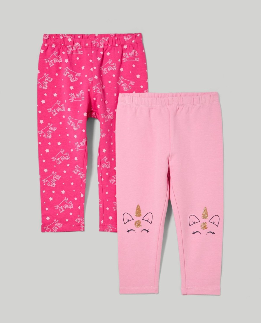 Neonata 9-36 Mesi Blukids Pantaloni E Jeans | Pack 2 Leggings In Cotone Stretch Neonata