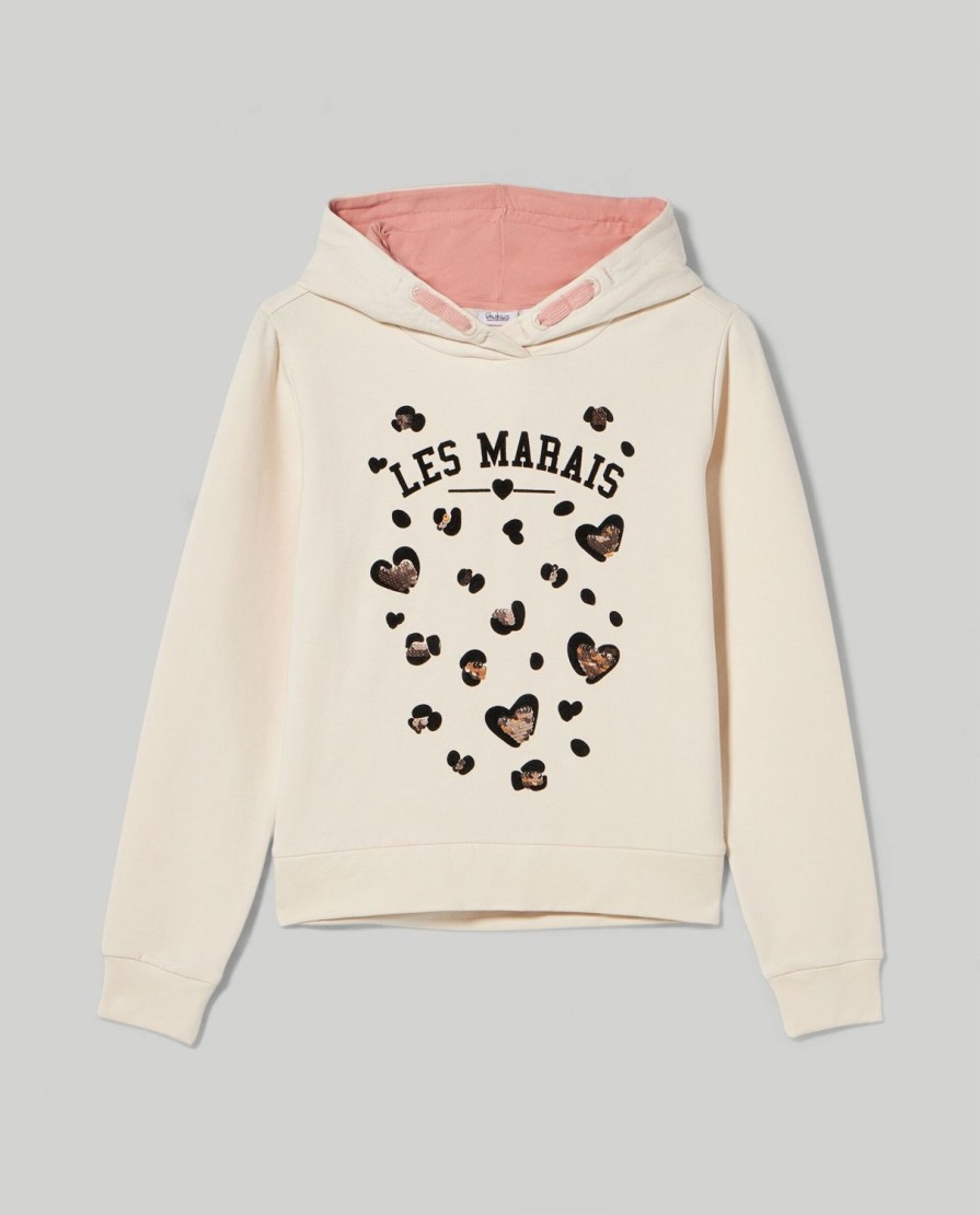 Ragazzi Blukids Felpe | Felpa Con Cappuccio E Paillettes Reversibili Ragazza