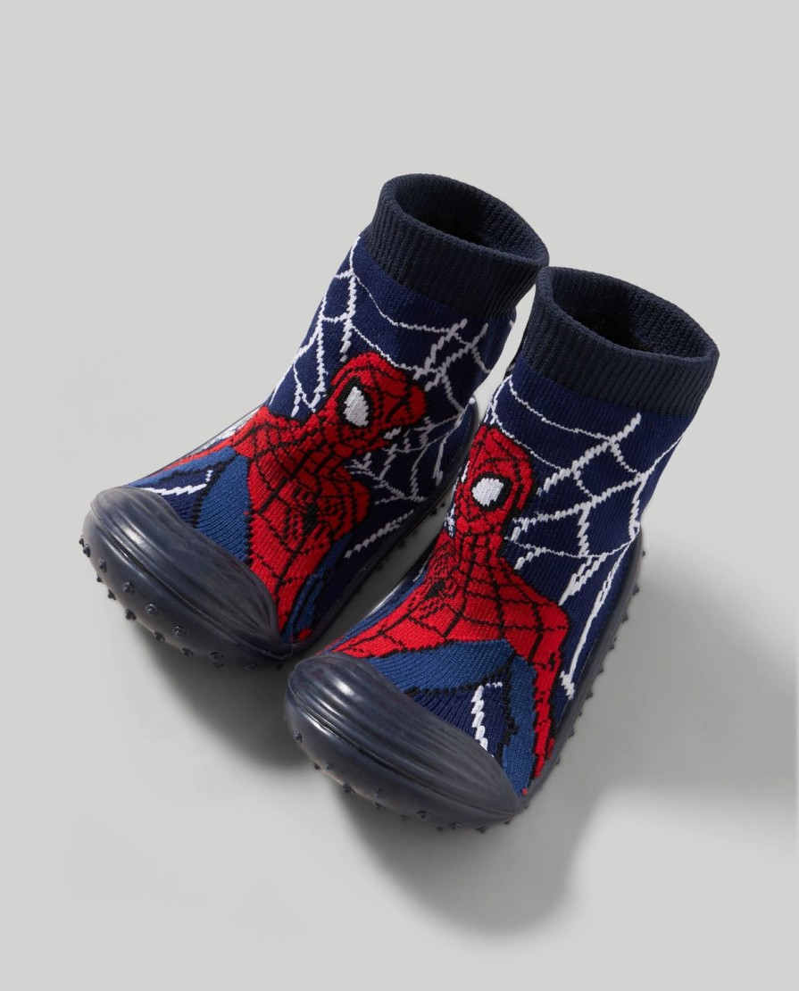 Bambini Blukids Scarpe | Calze Spider-Man Con Suola In Gomma Bambino