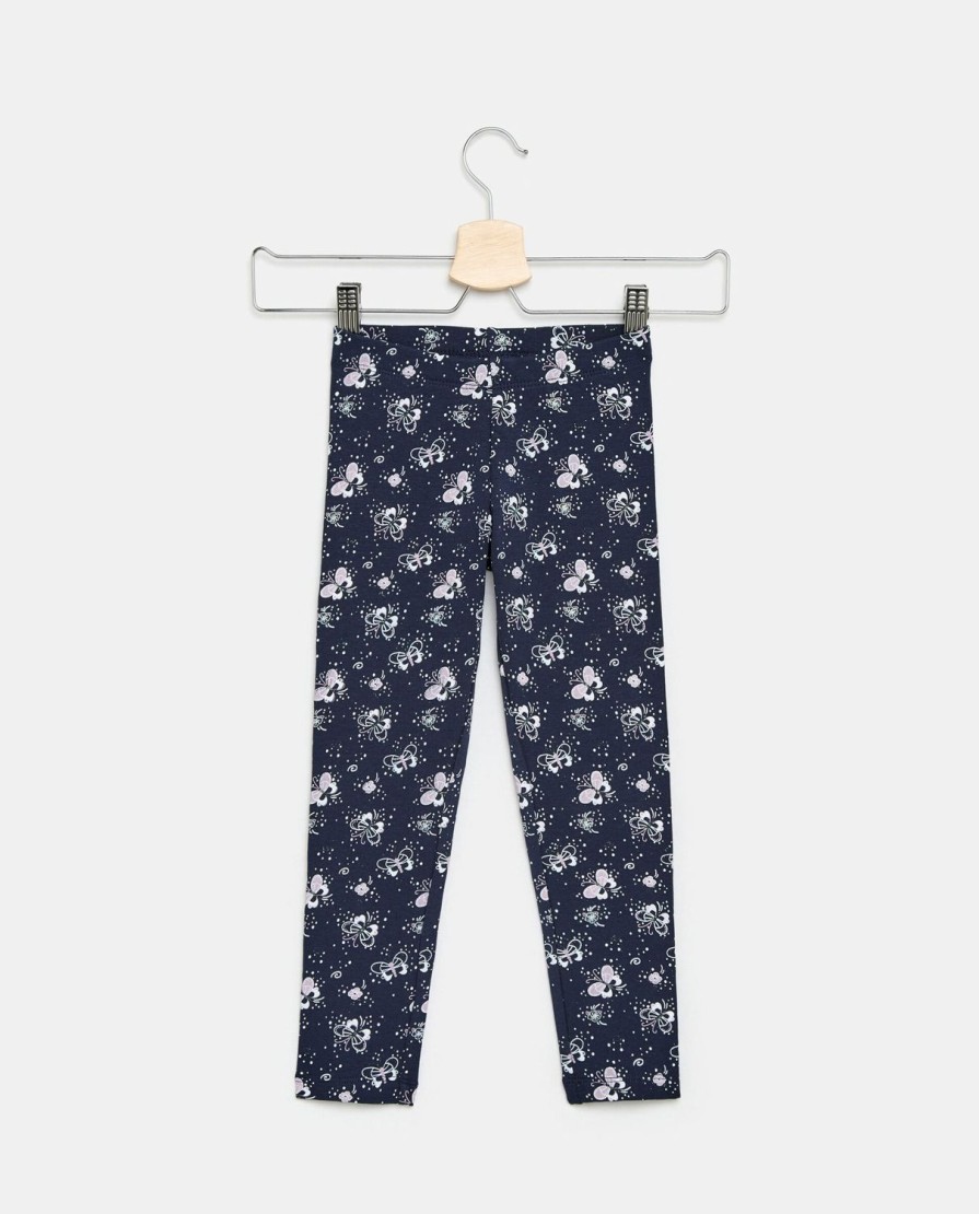 Bambini Blukids Leggings | Leggings Con Stampa Glitter In Cotone Elasticizzato Bambina