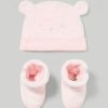 Nascita Blukids Accessori | Set Berretto E Scarpine In Finta Pelliccia Neonata