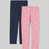 Bambini Blukids Leggings | Pack 2 Leggings In Felpa Di Cotone Garzato Bambina