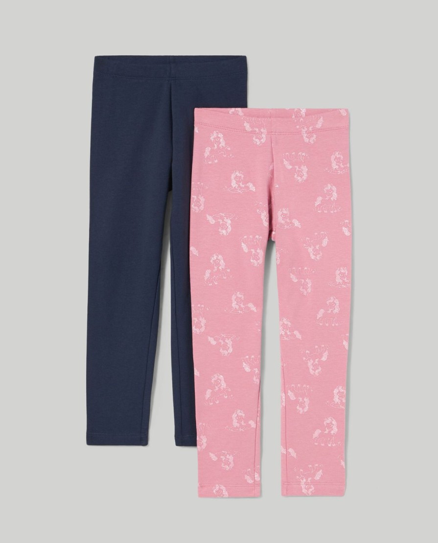 Bambini Blukids Leggings | Pack 2 Leggings In Felpa Di Cotone Garzato Bambina