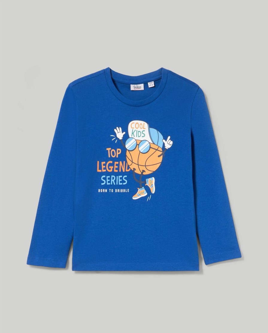 Bambini Blukids Magliette | T-Shirt Lunga In Puro Cotone Bambino