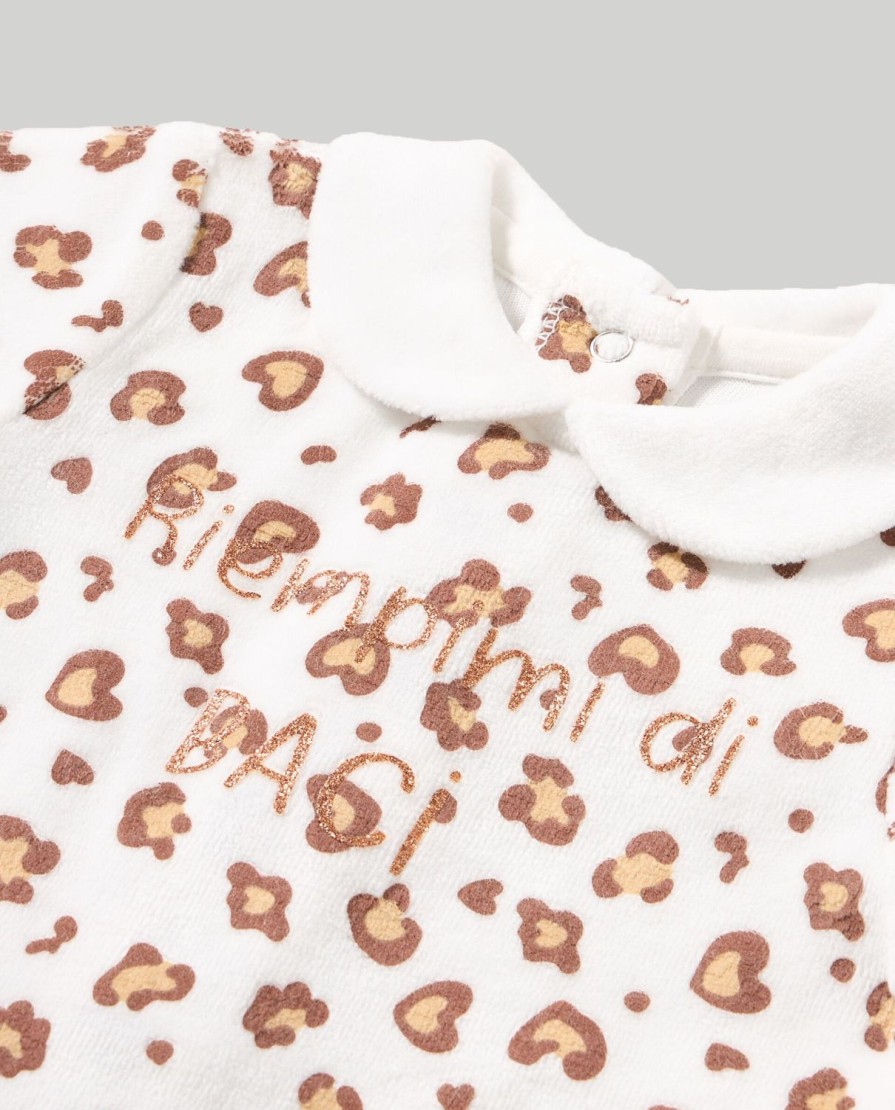 Nascita Blukids Completini | Tutina In Ciniglia Animalier Con Ricami Neonata