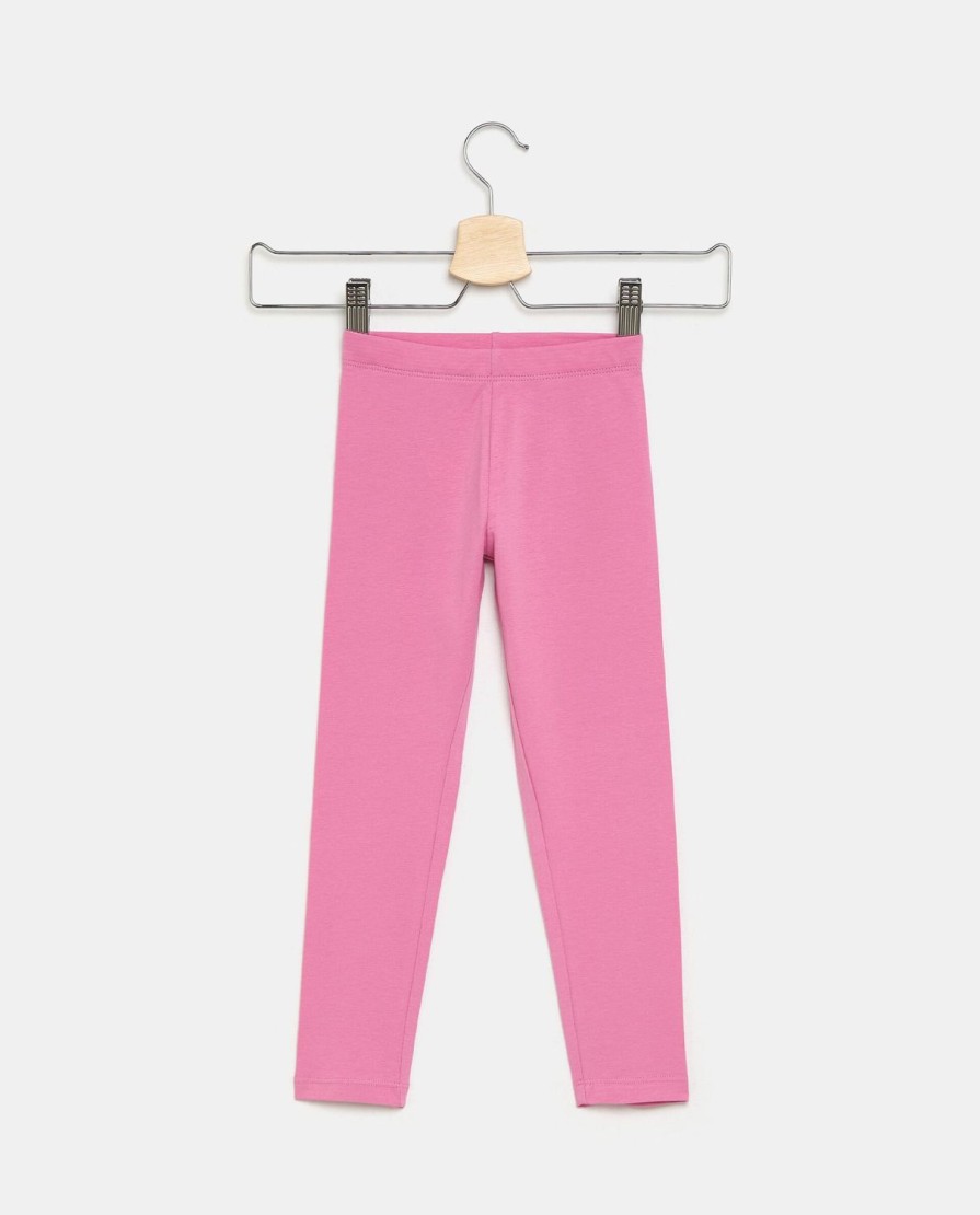 Bambini Blukids Jeans E Pantaloni | Leggings A Tinta Unita In Cotone Elasticizzato Bambina