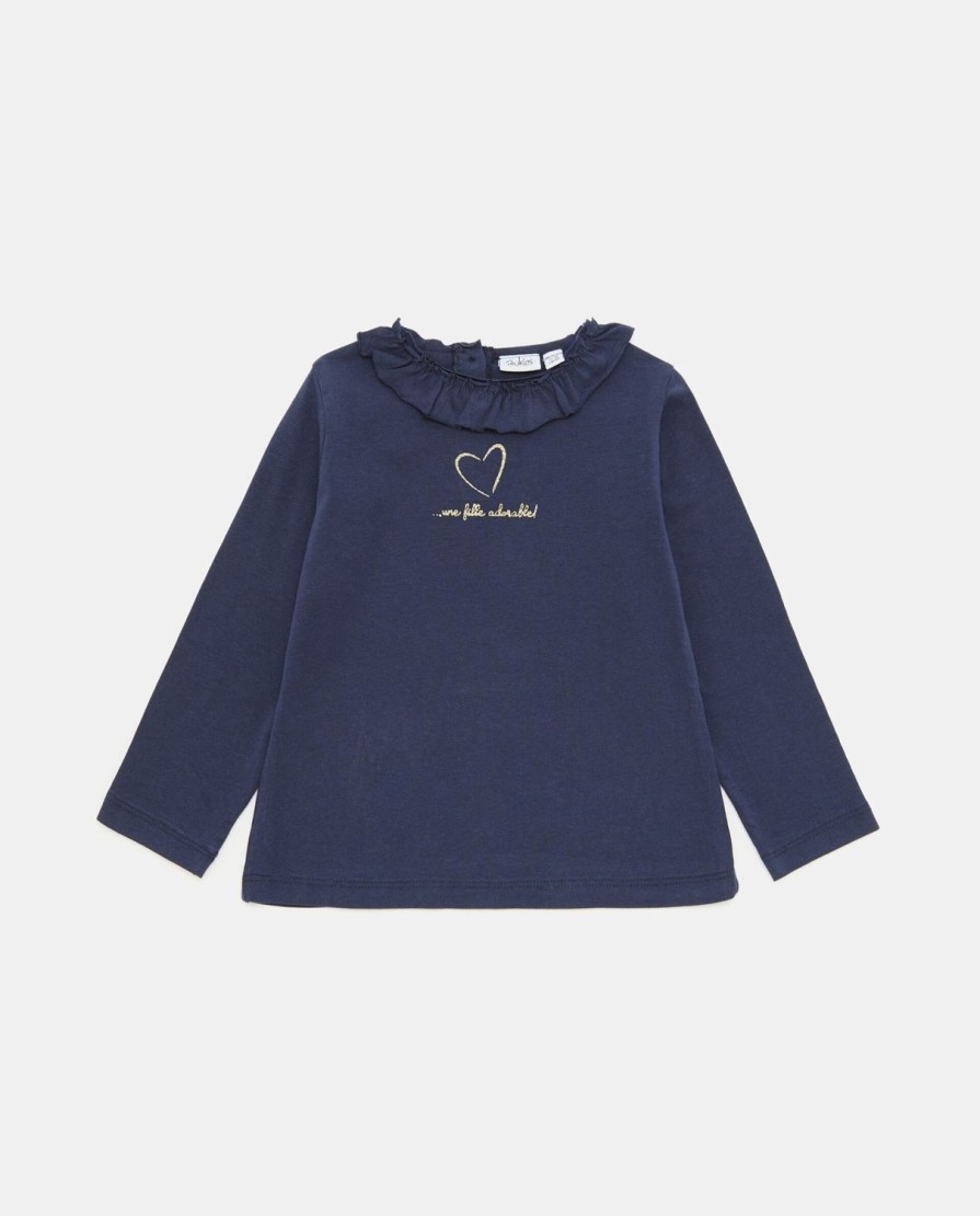 Neonata 9-36 Mesi Blukids Magliette | T-Shirt Con Volant Sul Collo In Cotone Elasticizzato Neonata