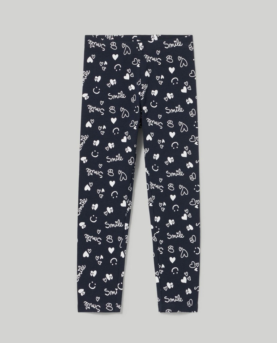 Bambini Blukids Leggings | Leggings In Cotone Elasticizzato Stampati Bambina