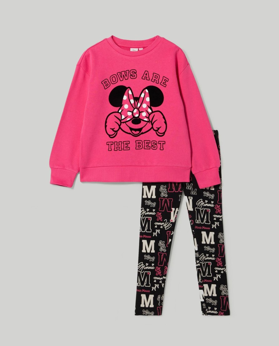 Bambini Blukids Set Bambina | Jogging Set In Cotone Con Stampa Disney Bambina