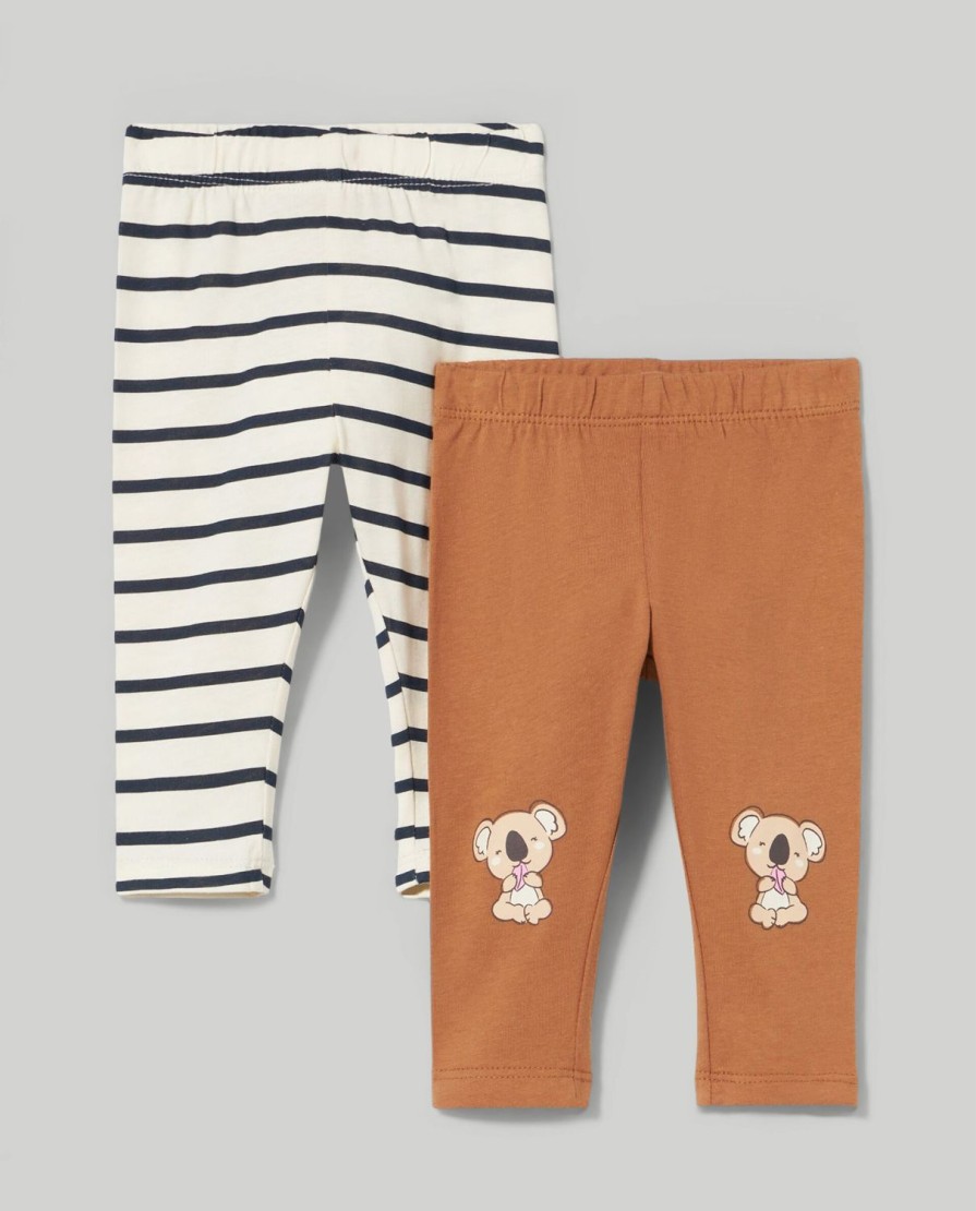 Neonata 9-36 Mesi Blukids Pantaloni E Jeans | Pack 2 Leggings In Jersey Di Puro Cotone Neonata