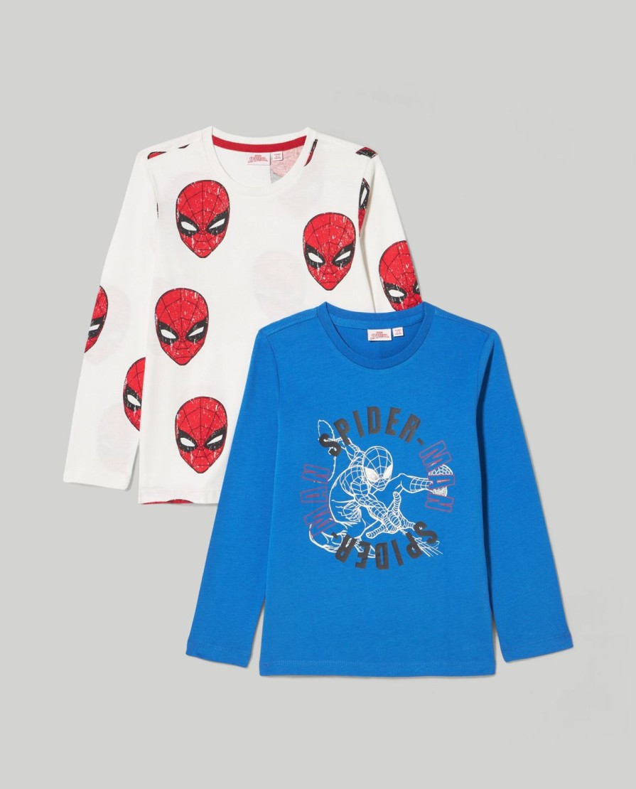 Bambini Blukids Magliette | Pack 2 T-Shirt Marvel A Maniche Lunghe Bambino