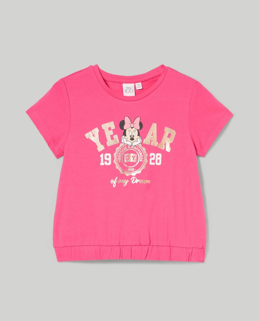 Bambini Blukids Magliette | T-Shirt In Cotone Elasticizzato Con Stampa Bambina