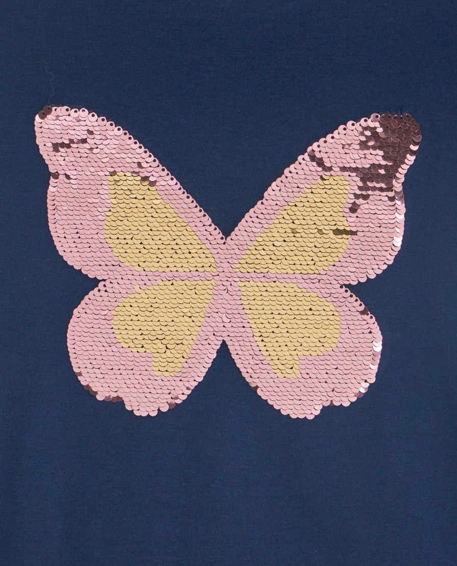 Bambini Blukids Magliette | T-Shirt In Puro Cotone Con Paillettes Bambina