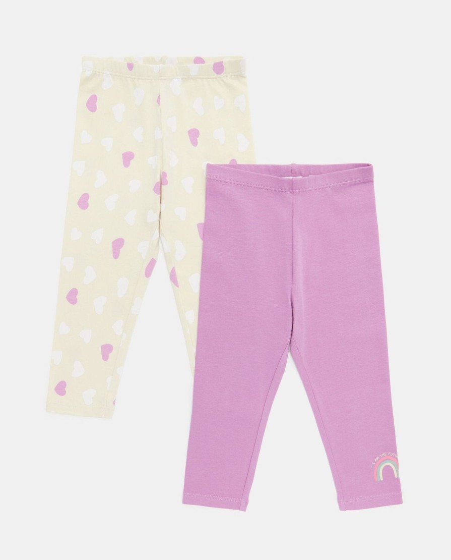 Neonata 9-36 Mesi Blukids Pantaloni E Jeans | Pack Da 2 Leggings In Puro Cotone Elasticizzato Neonata