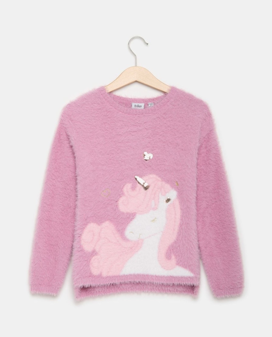 Bambini Blukids Maglioni | Tricot Unicorno Effetto Pelliccia Bambina