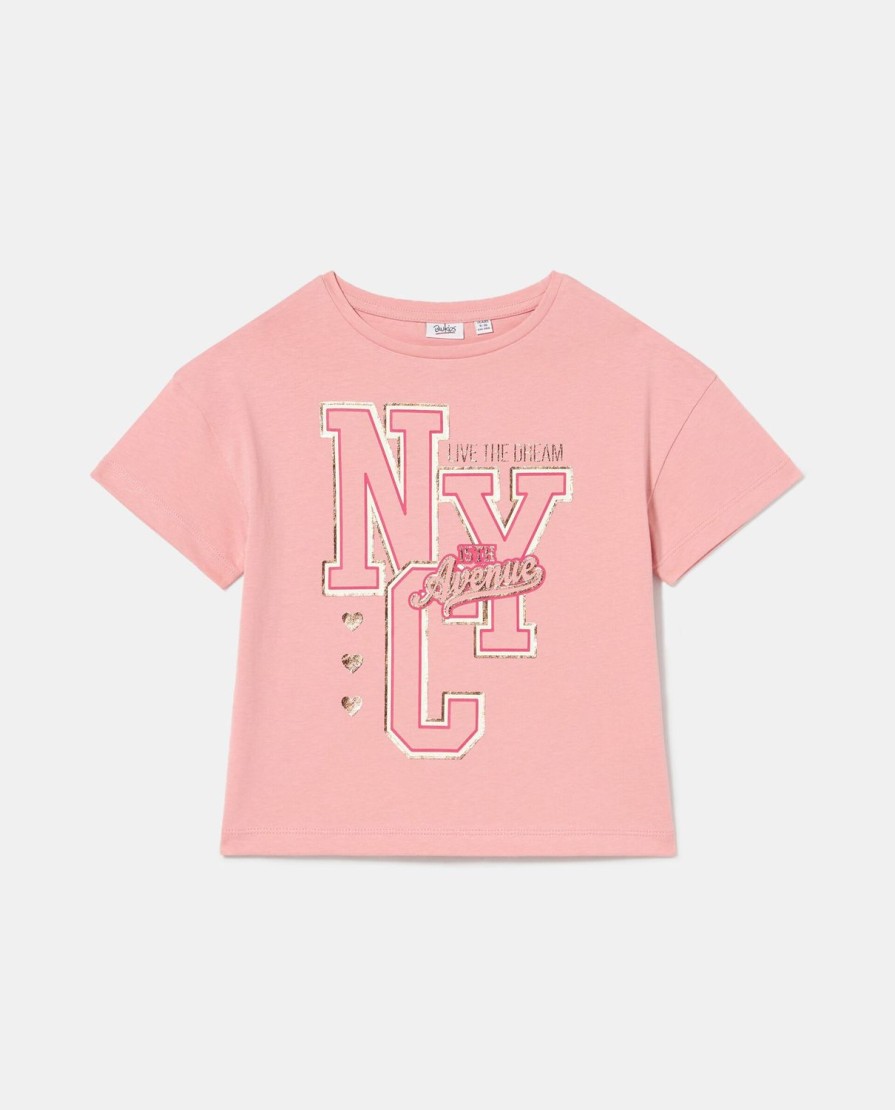 Ragazzi Blukids Magliette | T-Shirt In Puro Cotone Con Stampa Ragazza