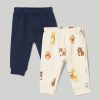 Neonato 9-36 Mesi Blukids Pantaloni E Jeans | Pack 2 Pantaloni In French Terry Di Puro Cotone Neonato