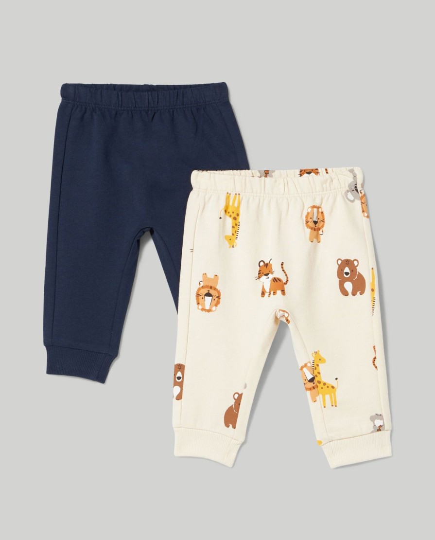 Neonato 9-36 Mesi Blukids Pantaloni E Jeans | Pack 2 Pantaloni In French Terry Di Puro Cotone Neonato