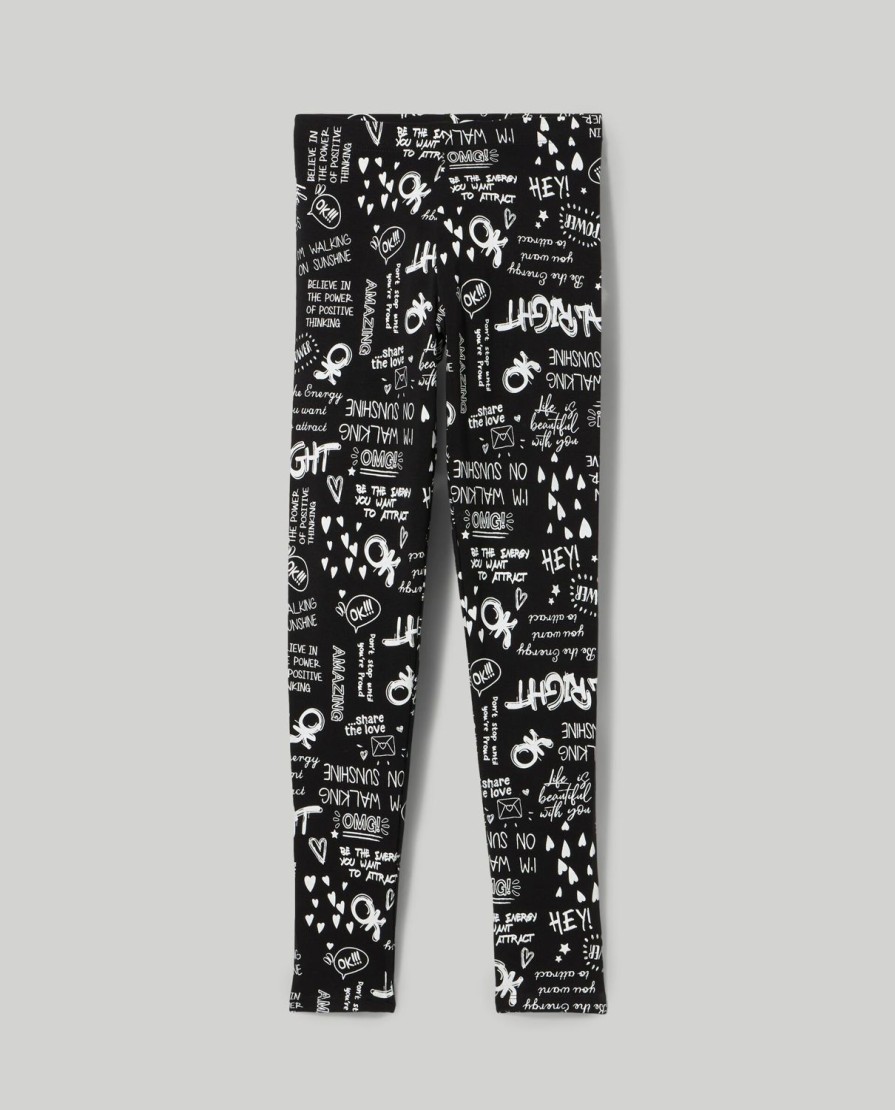 Ragazzi Blukids Jeans E Pantaloni | Leggings In Cotone Elasticizzato Stampati Ragazza