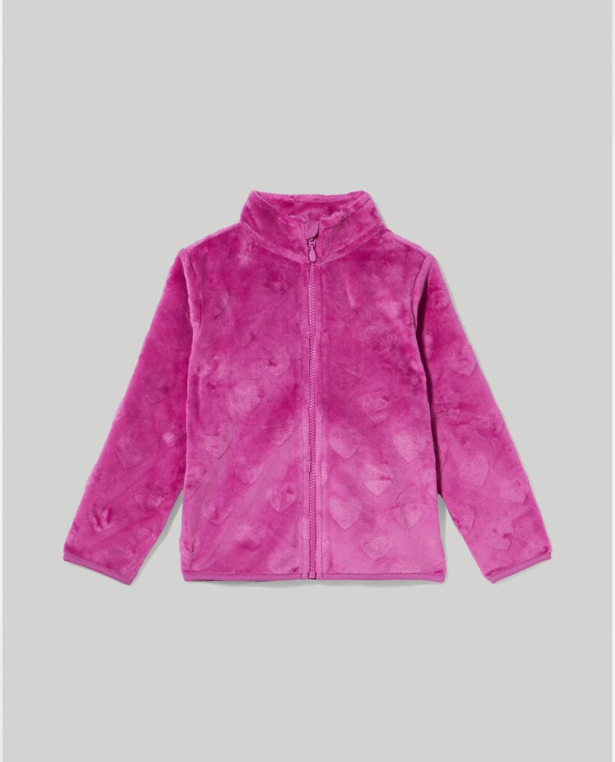 Bambini Blukids Felpe | Felpa In Pile Full Zip Con Motivo Jacquard Bambina