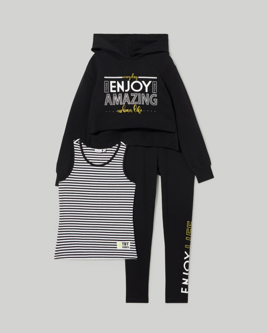 Ragazzi Blukids Set Ragazza | Jogging Set In Cotone Elasticizzato Ragazza