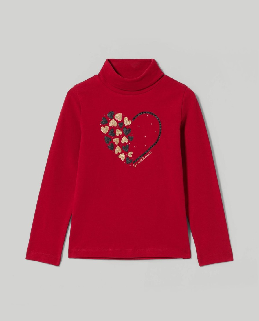 Bambini Blukids Magliette | Lupetto In Interlock Con Stampa Glitter Bambina