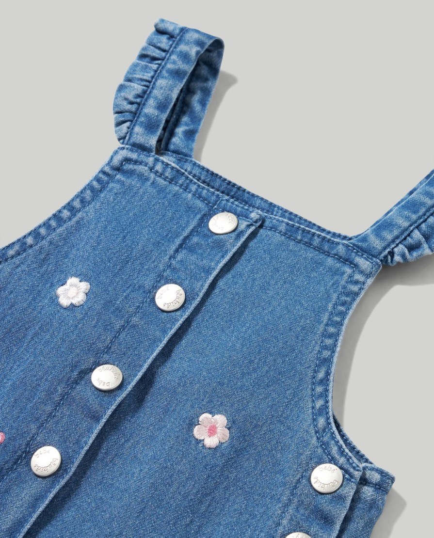 Neonata 9-36 Mesi Blukids Completini | Salopette In Denim Con Ricami Neonata