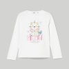 Bambini Blukids Magliette | T-Shirt Lunga In Puro Cotone Con Stampa Glitter Bambina