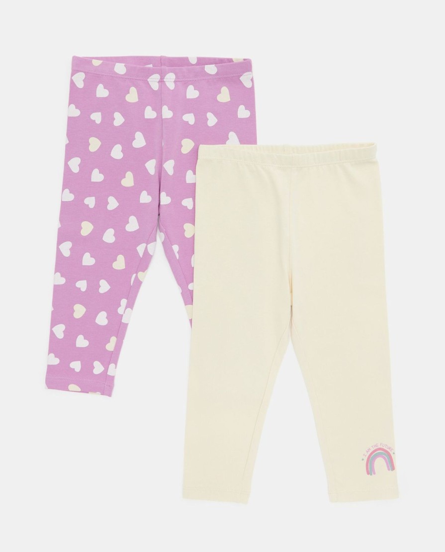 Neonata 9-36 Mesi Blukids Pantaloni E Jeans | Bipack Leggings Lunghi In Cotone Elasticizzato Neonata