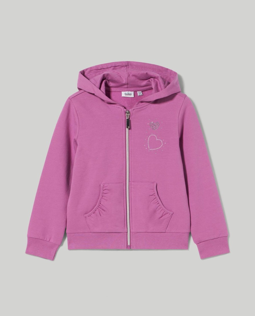 Bambini Blukids Felpe | Felpa In Cotone Elasticizzato Con Cappuccio Bambina